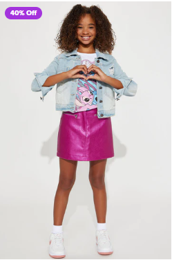 Mini Racquel Faux Leather Mini Skirt - Pink 