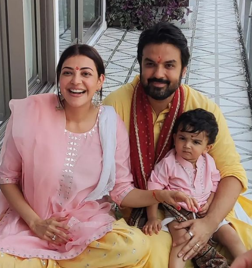 Kajal Aggarwal with Husband & Son (Neil)