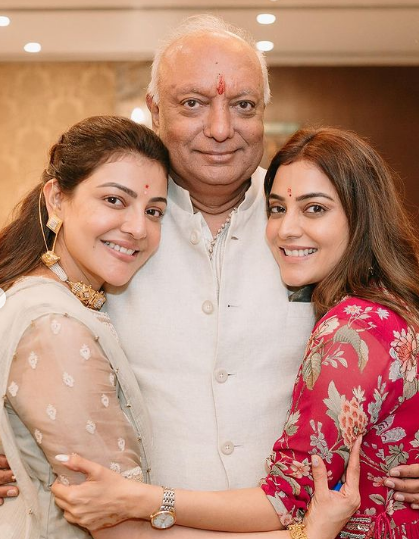 Kajal Aggarwal with Father (Vinay Aggarwal) & Sister (Nisha Aggarwal)