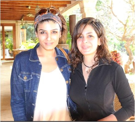 Nawaz Modi Singhania with friend outdoors.