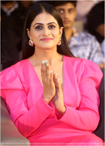 Ashika Ranganath (Actress)in pink dress clapping heads
