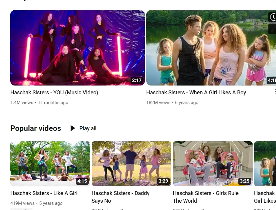 She makes Dancing video on their YouTube Channel Haschak Sisters