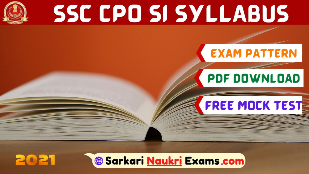 SSC CPO SI Syllabus 2021 Exam Pattern In Hindi PDF Download