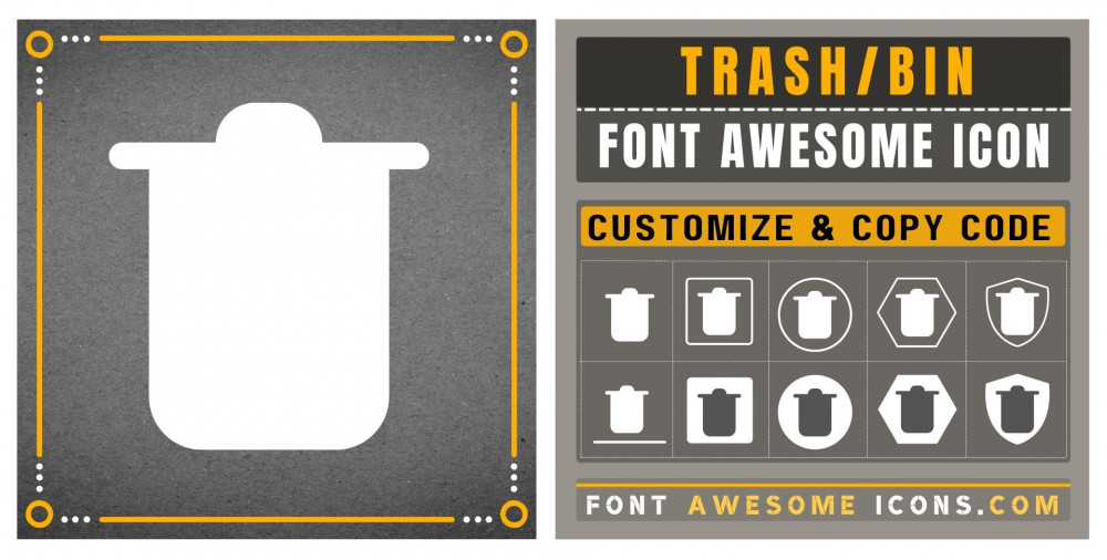 Font Awesome Trash Icon (Delete/Bin) Fa Fa Trash Icon Code, HTML, CSS