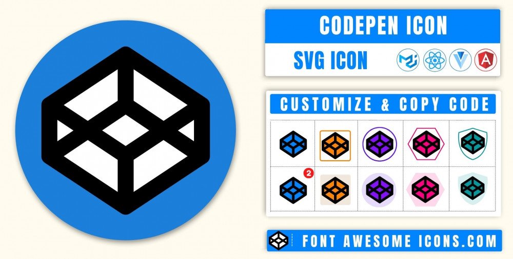 Codepen Icon SVG: Free Codepen SVG Icon Code Path, HTML/CSS | White, Vector  File