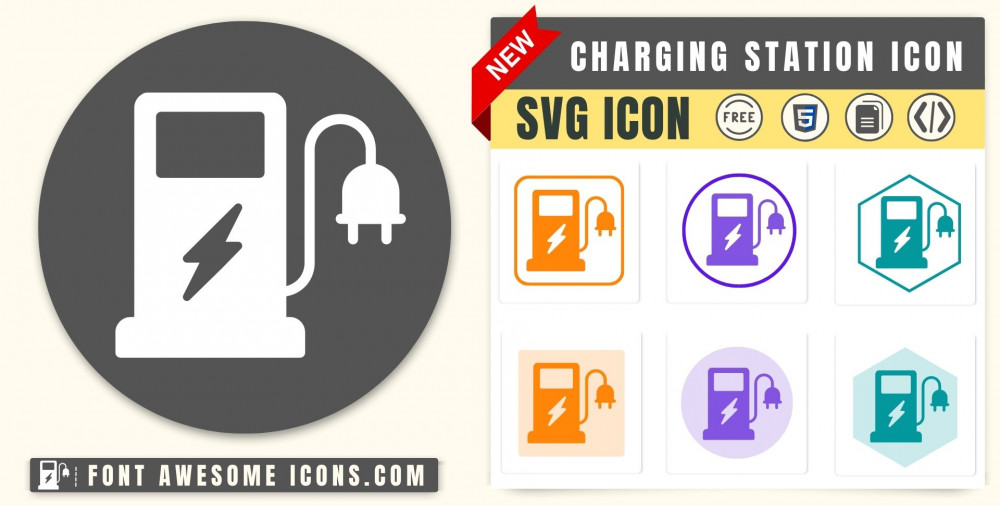 Charging Station Icon SVG Code — Download Path / HTML