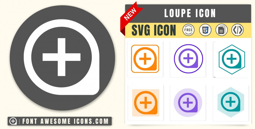 Loupe Icon SVG Free Loupe SVG Icon Code Path, HTML/CSS White, Vector