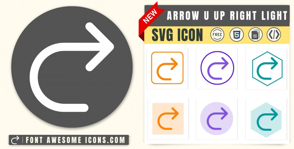 Arrow U Up Right Light Icon SVG Code — Download Path / HTML