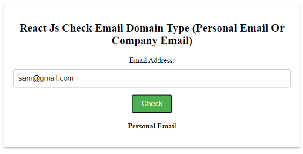Javascript Check email domain type (personal email or company email