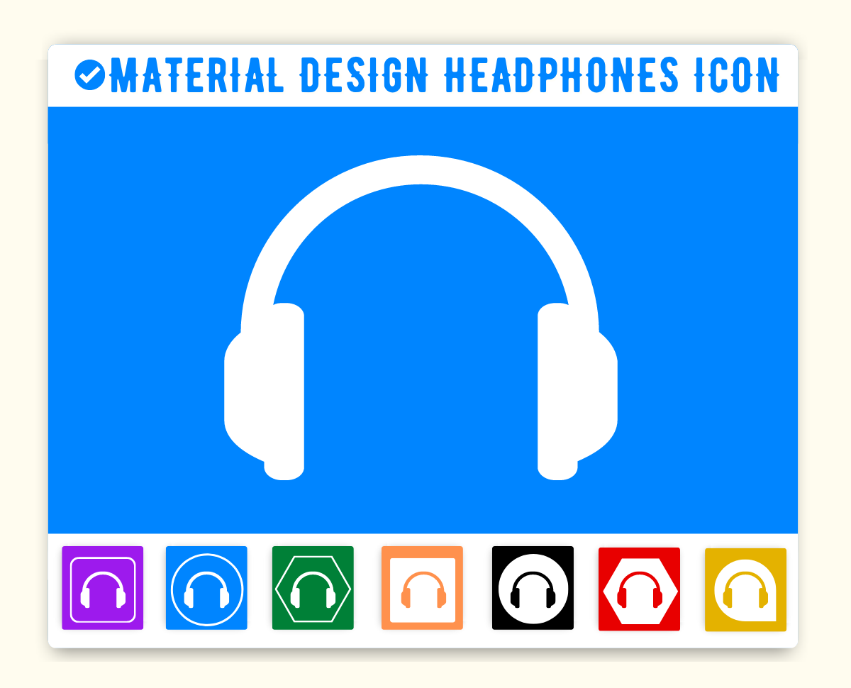 Material Design Headphones Icon (Headset) Material UI Headphones Icon