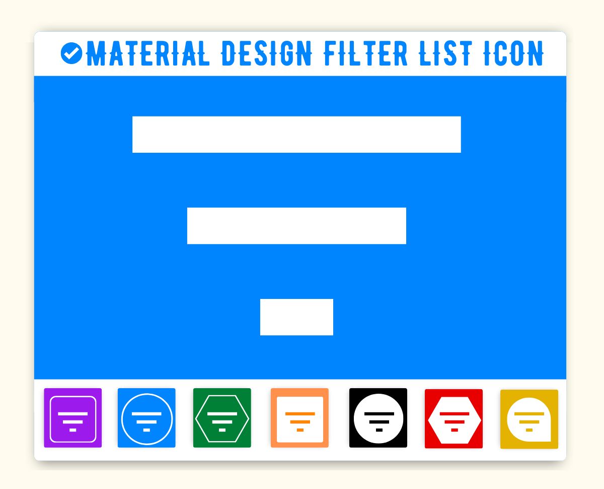 Material Design Filter List Icon (Lines) Material UI Filter_List Icon