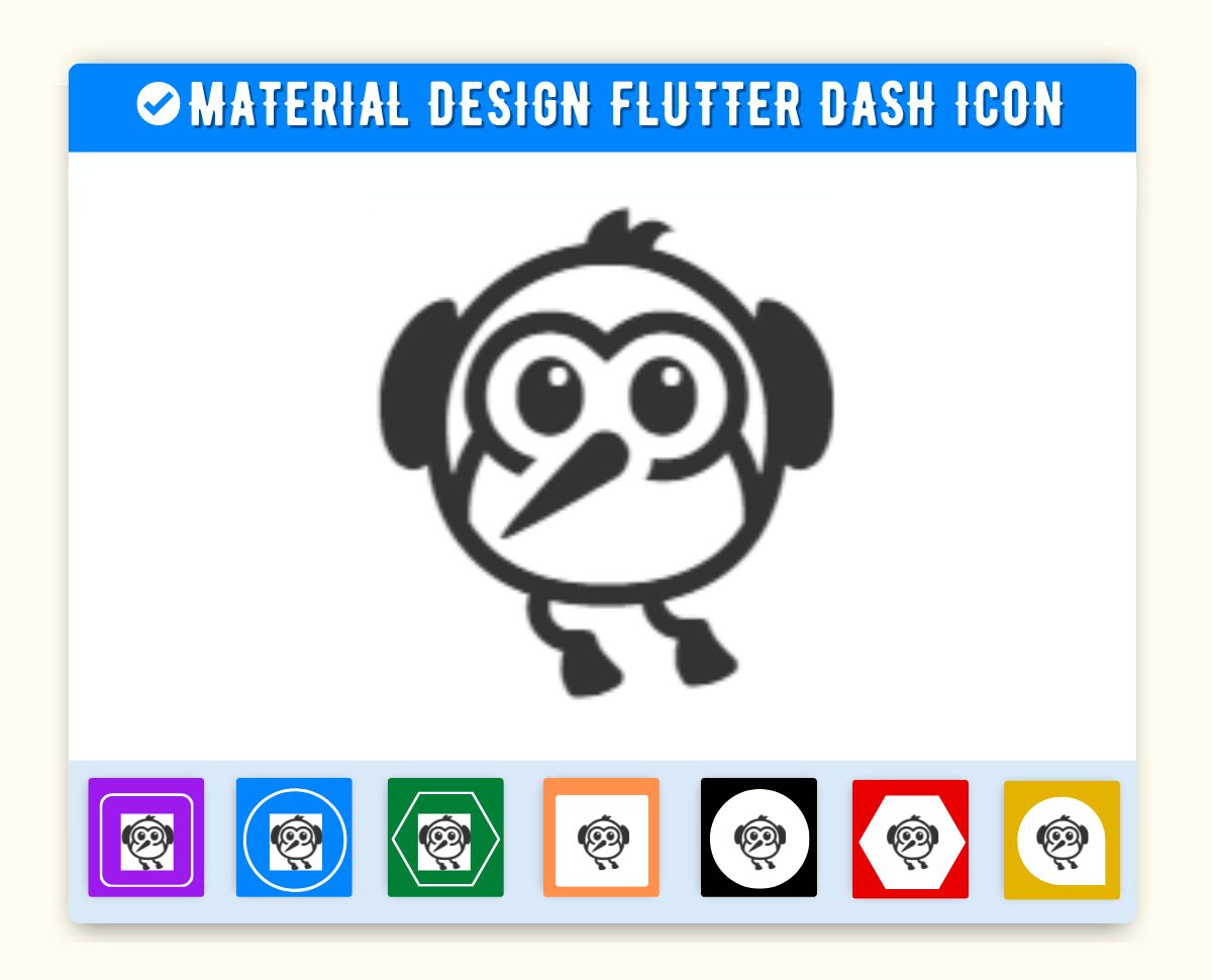 Material Design Flutter Dash Icon (Bird) Material UI Flutter_Dash