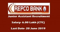 REPCO Bank Junior Assistant, Clerk Admit card 2019