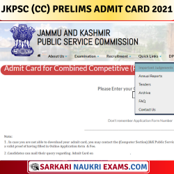 JKPSC Combined Competitive CCE Mains Admit Card 2022 | Download Now