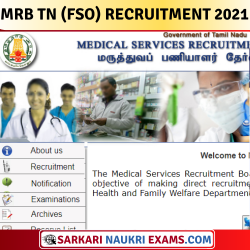 MRB TN Food Safety Officer (FSO) Recruitment 2021: Apply Online Form !!