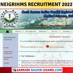 NEIGRIHMS Recruitment 2022: Technical Assistant, Health Inspector, JE & Other Post Application Form !!