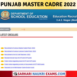 Punjab Master Cadre Recruitment 2022 | Department of School Education Vacancy Online Form | For 4161 Post