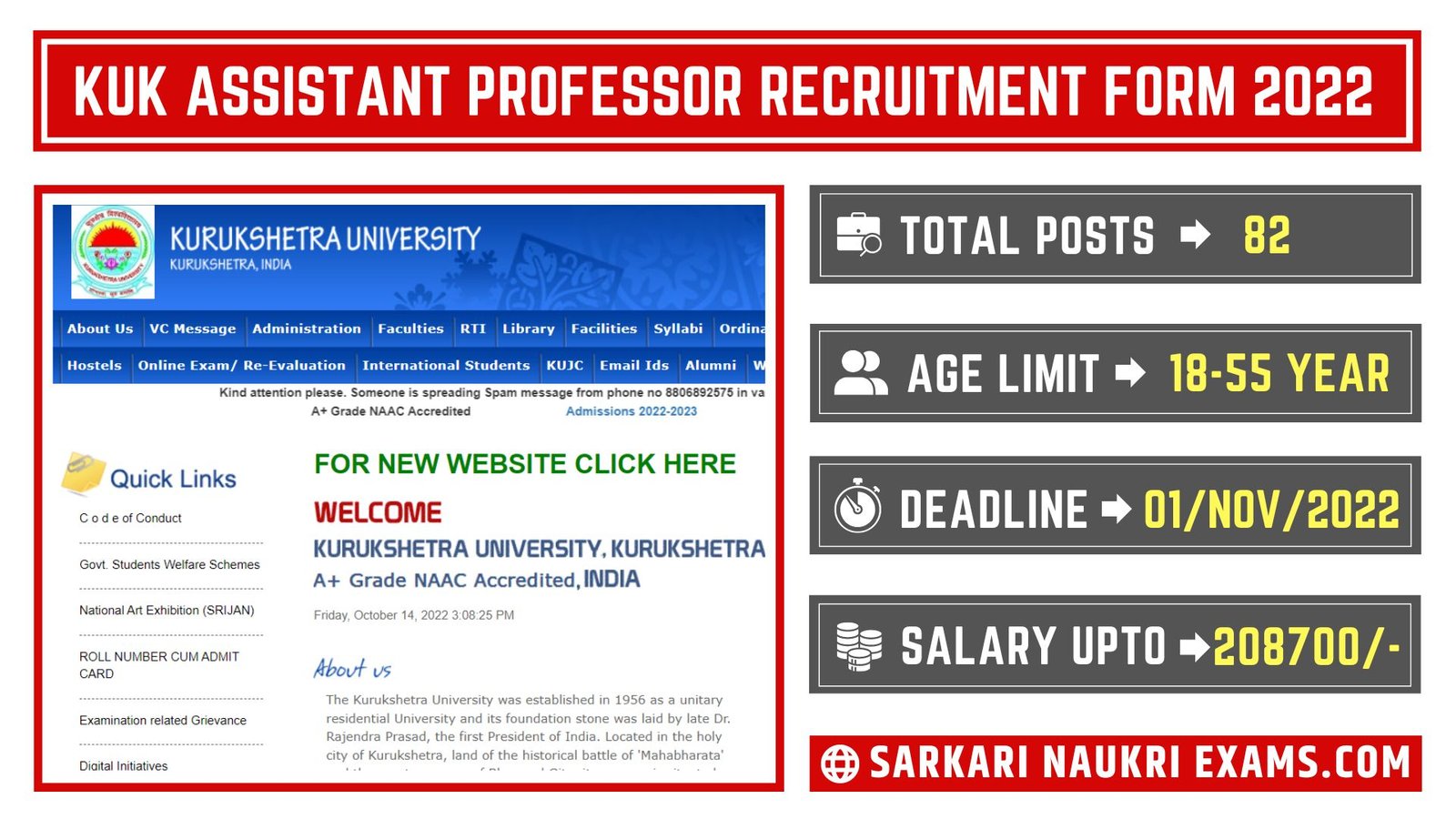Kurukshetra University (KUK) Assistant Professor Recruitment Form 2022 | Interview Based Job
