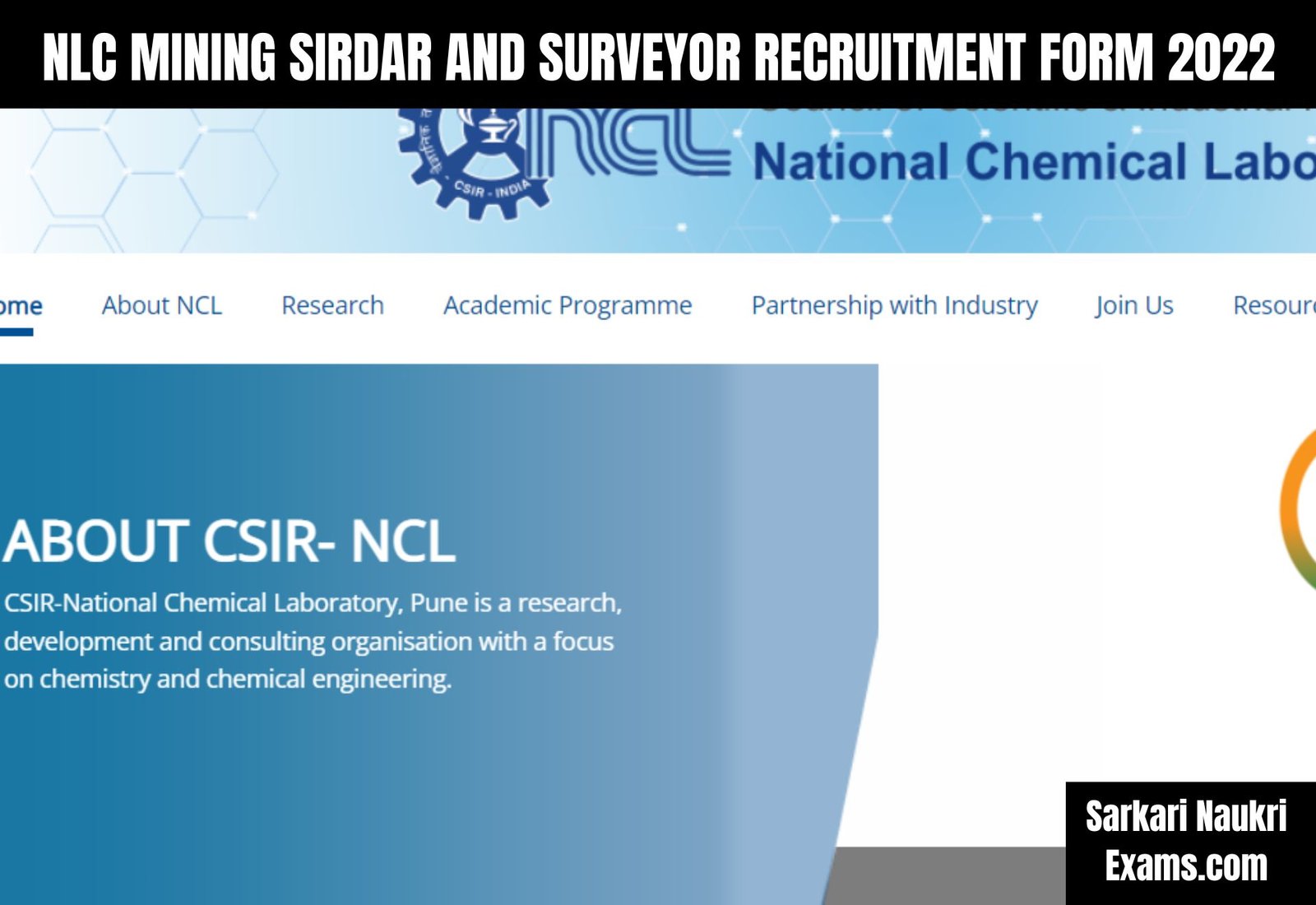 National Chemical Laboratory(NLC) Mining Sirdar and Surveyor Recruitment Form 2022