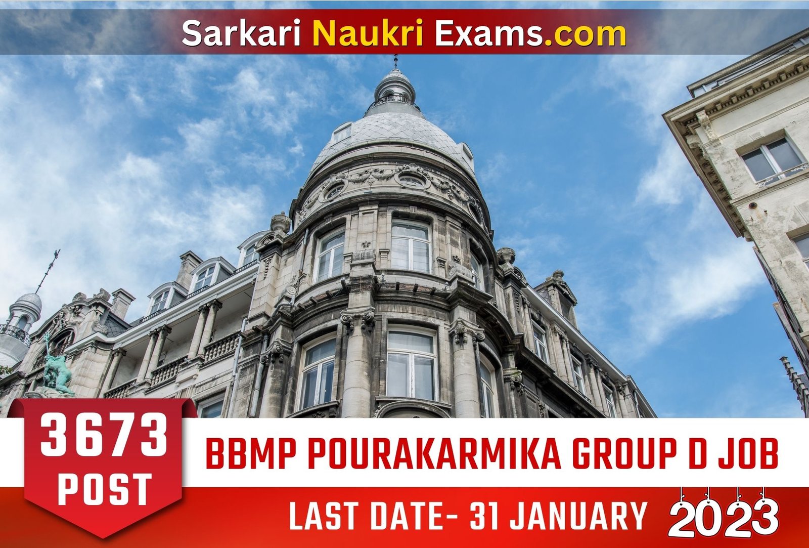 BBMP PouraKarmika Group D Recruitment Form 2023 | Last Date 30 January