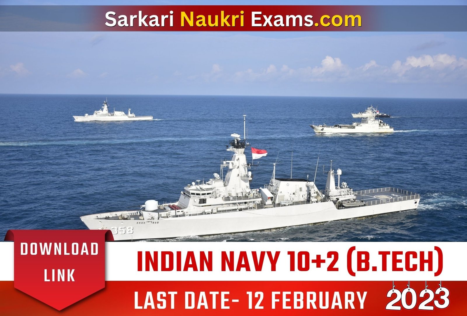  Indian Navy 10+2 (B.Tech) Cadet Entry Scheme (PC) Jul 2023 Online Form | Last Date 12 February 