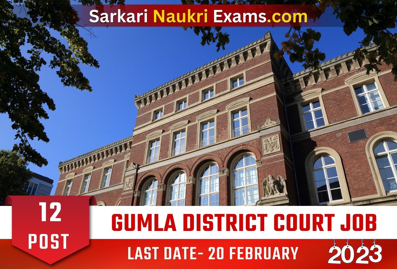 Gumla District Court Peon, Driver Recruitment Form 2023 | Last Date 20 February