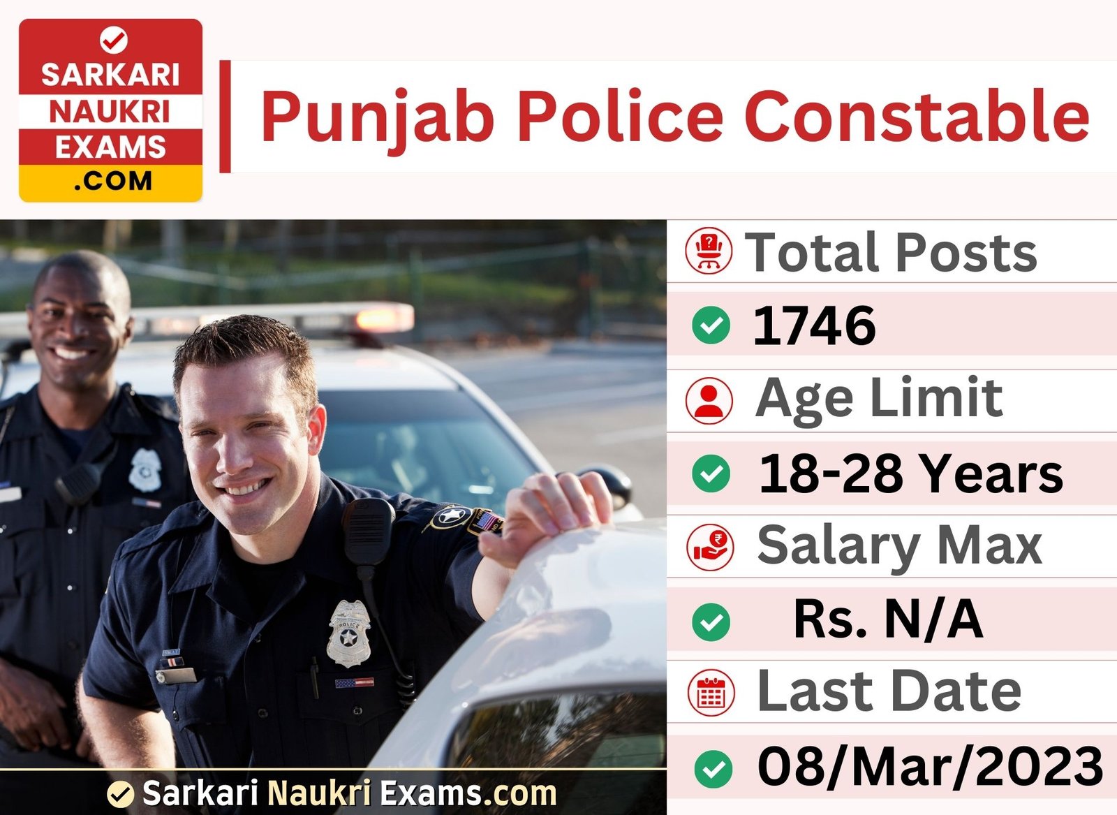 Punjab Police Constable Recruitment 2023 | 1746 Posts Online Form