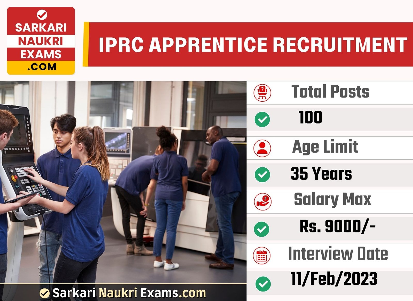 IPRC Apprentice Recruitment Form 2023 | Interview Based Job