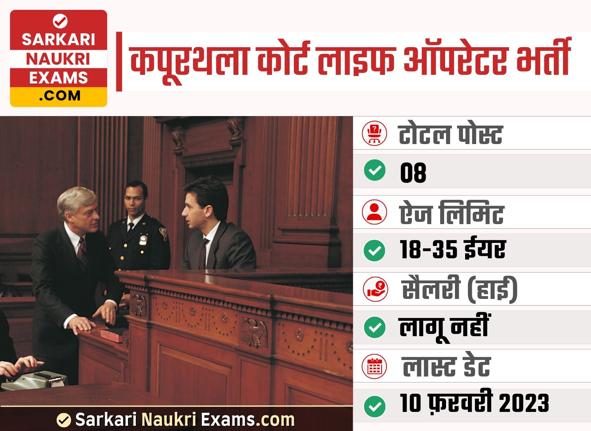 Kapurthala Court Life Operator Recruitment 2023 | 08 Post Vacancy 