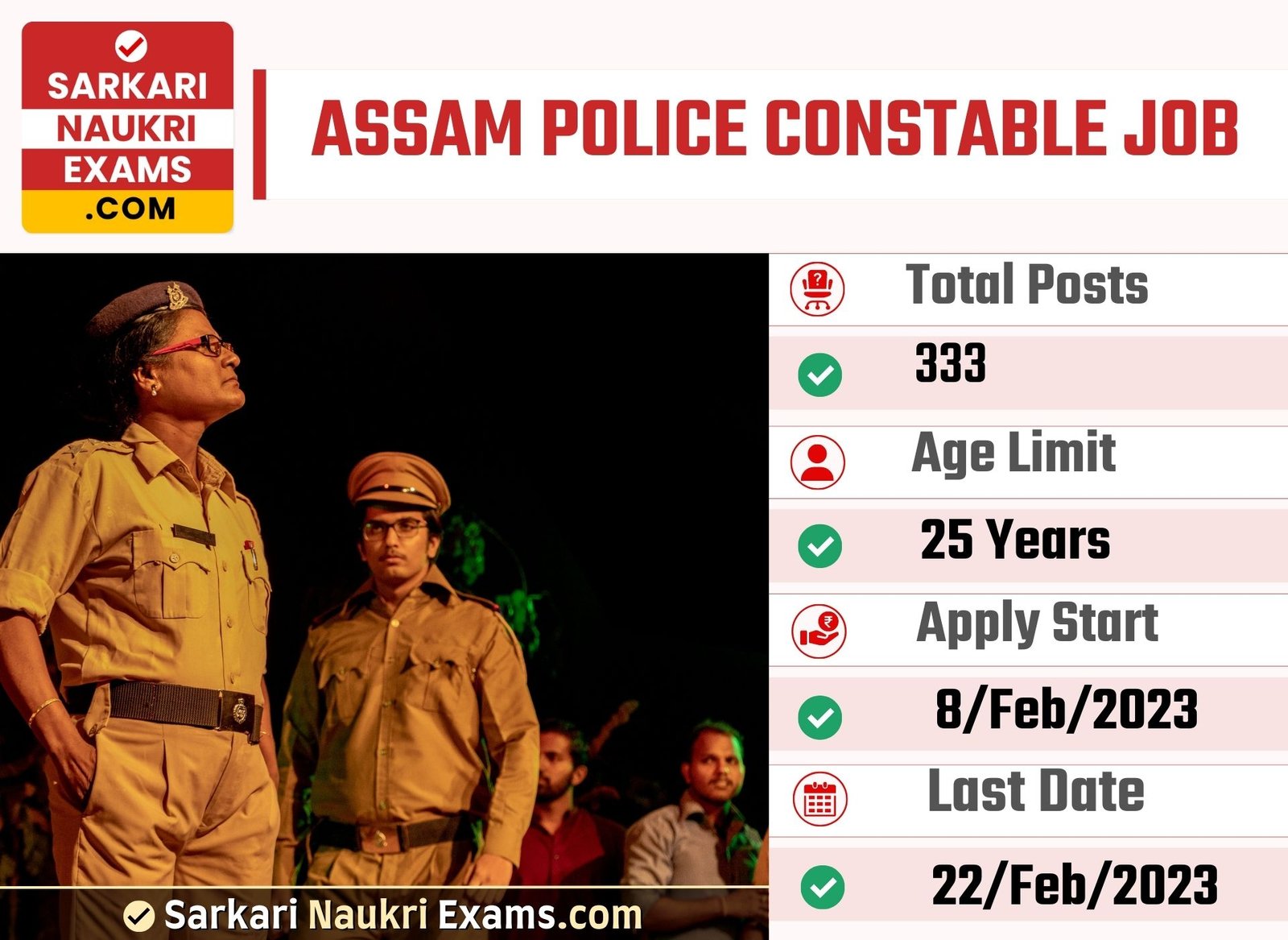 Assam Police Constable Recruitment Form 2023 | Last Date 22 February
