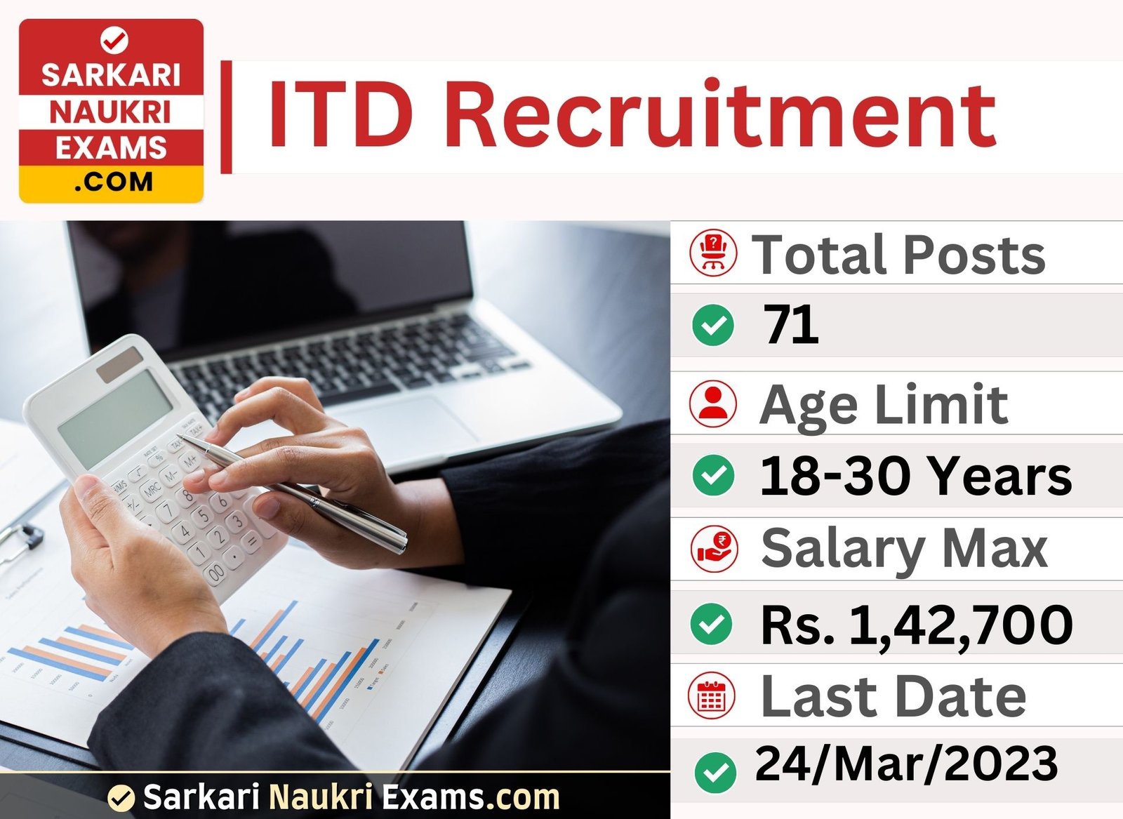 ITD Tax Assistant Recruitment 2023 | 71 Post Vacancy Apply Online 