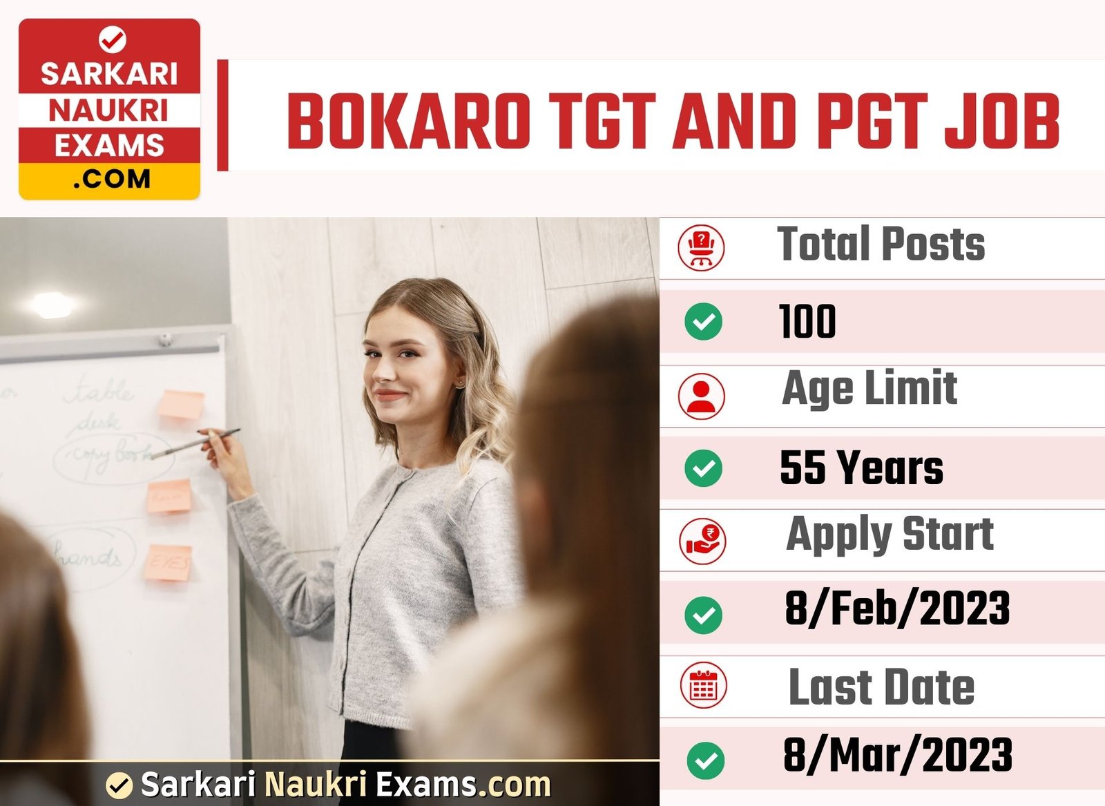 Bokaro District Education Office TGT, PGT Recruitment Form 2023 | Last Date 8 March