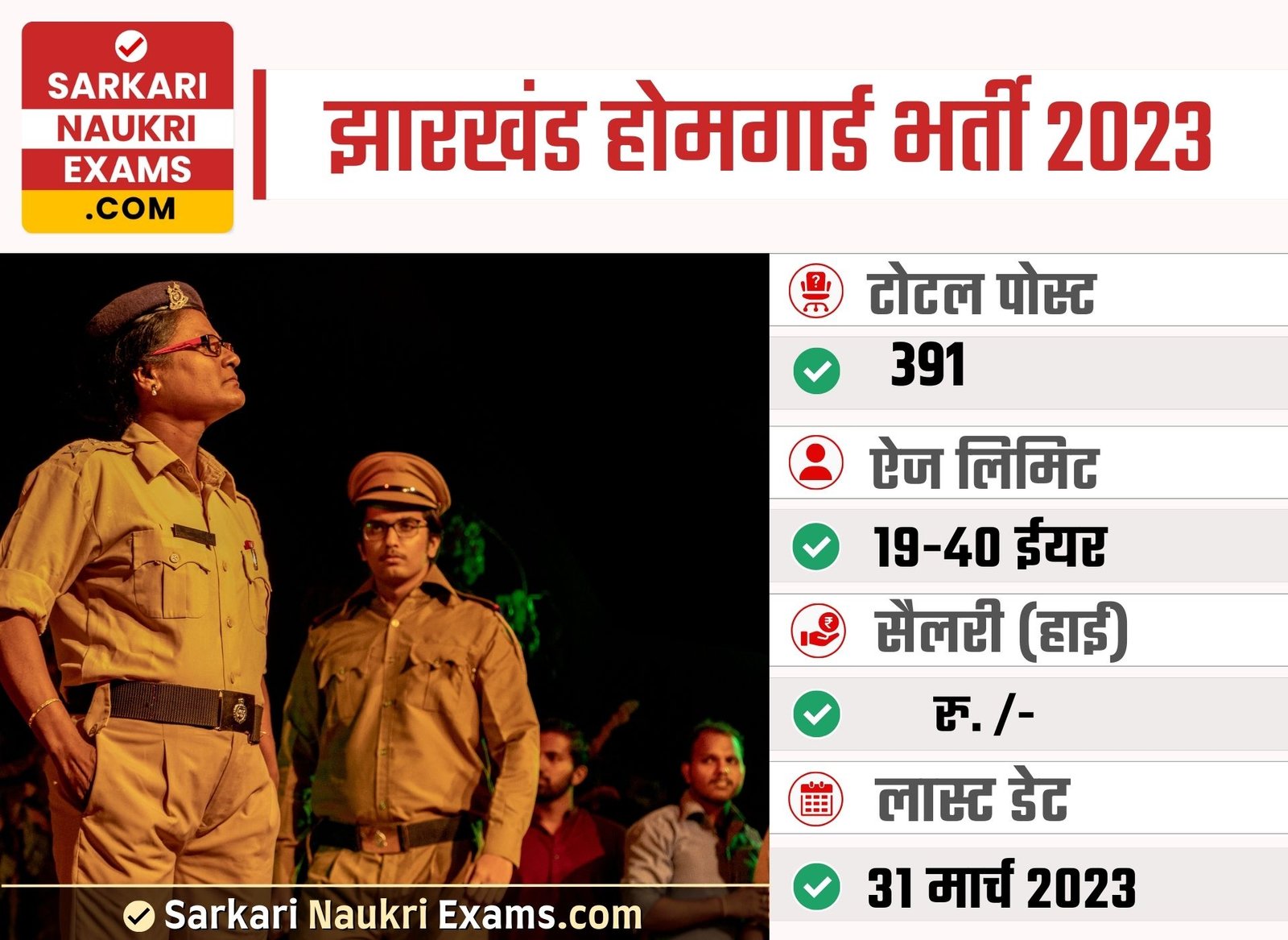 Jharkhand Home Guard (HG) Recruitment Form 2023 | Last Date 31 March