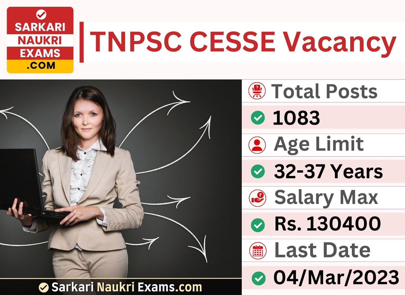 TNPSC CESSE Recruitment 2023 | 1083 Posts Apply Online Form