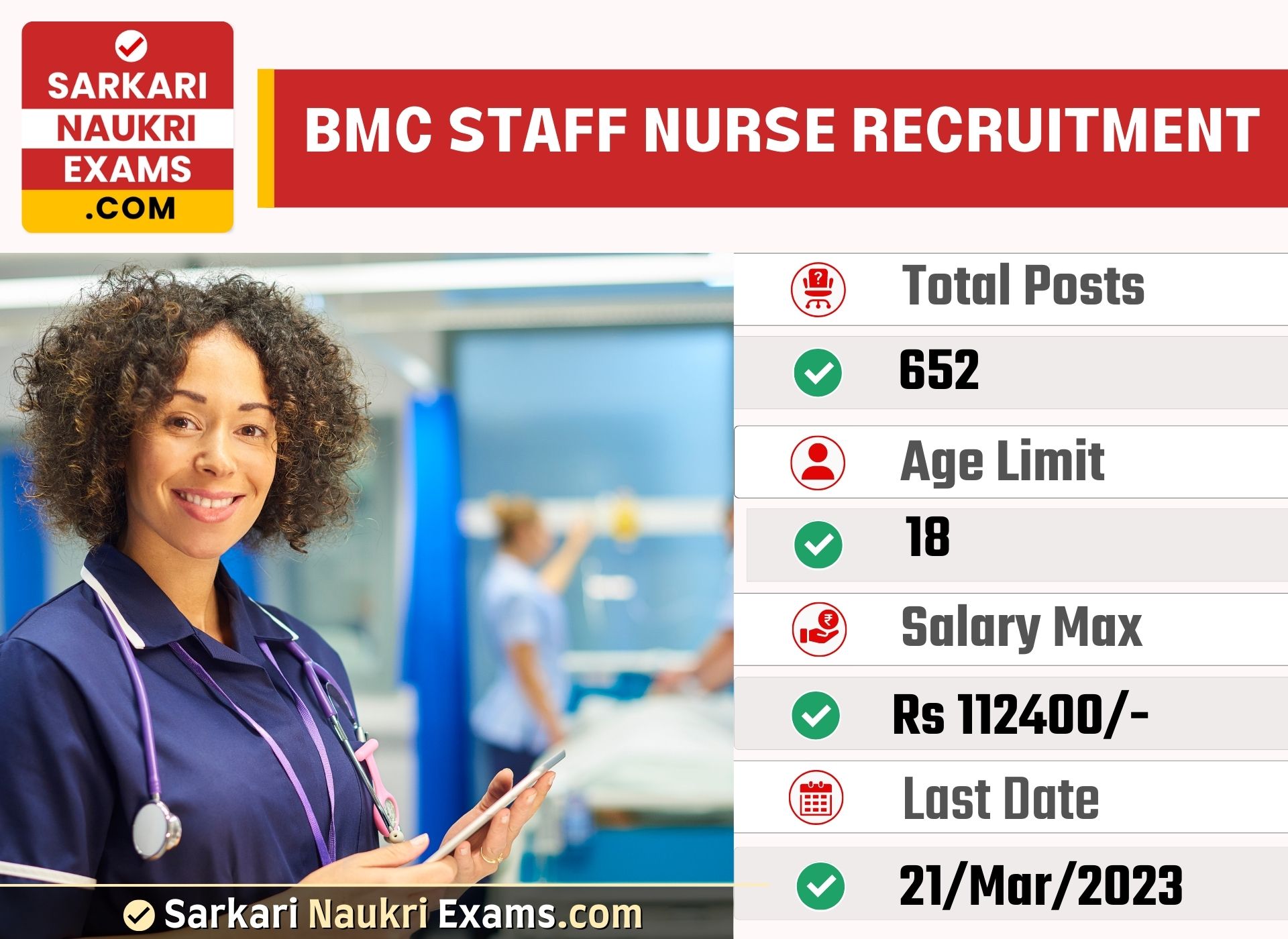 BMC Staff Nurse Recruitment Form 2023 | Last Date 21 March