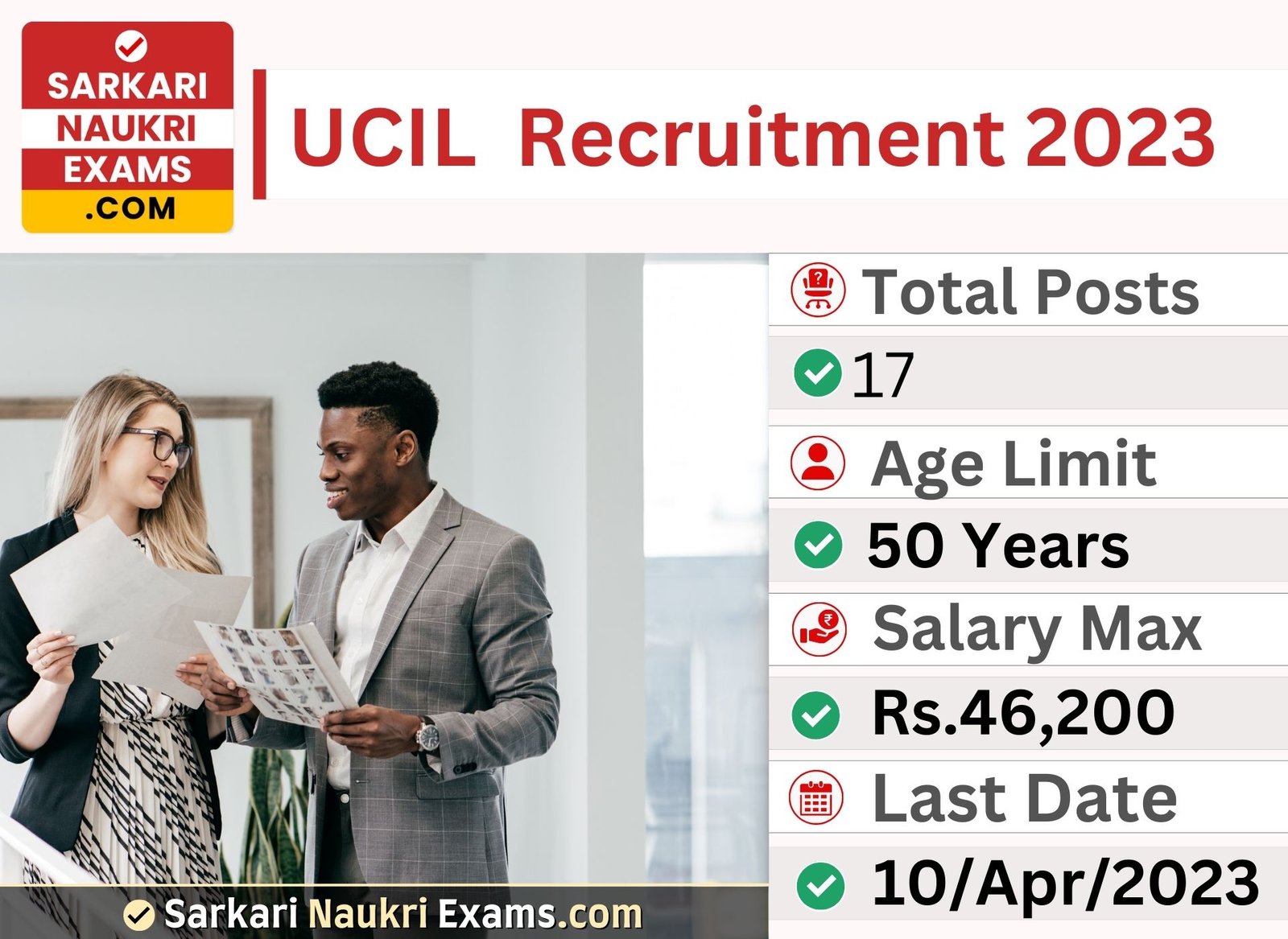 UCIL Foreman Recruitment 2023 | Salary Rs.46200/-.