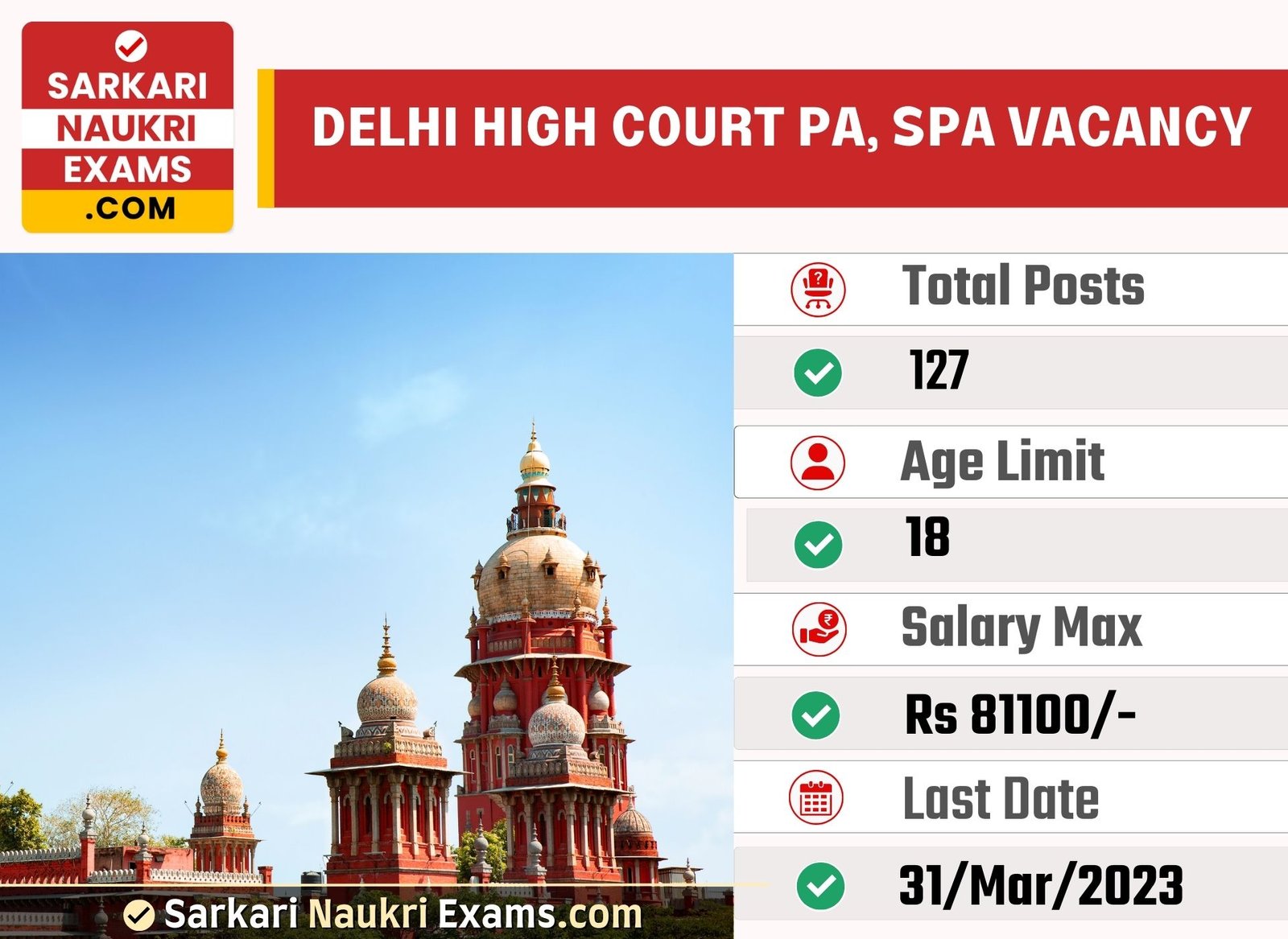 Delhi High Court Personal Assistant, Senior Personal Assistant Recruitment 2023 | PA and SPA Online Form