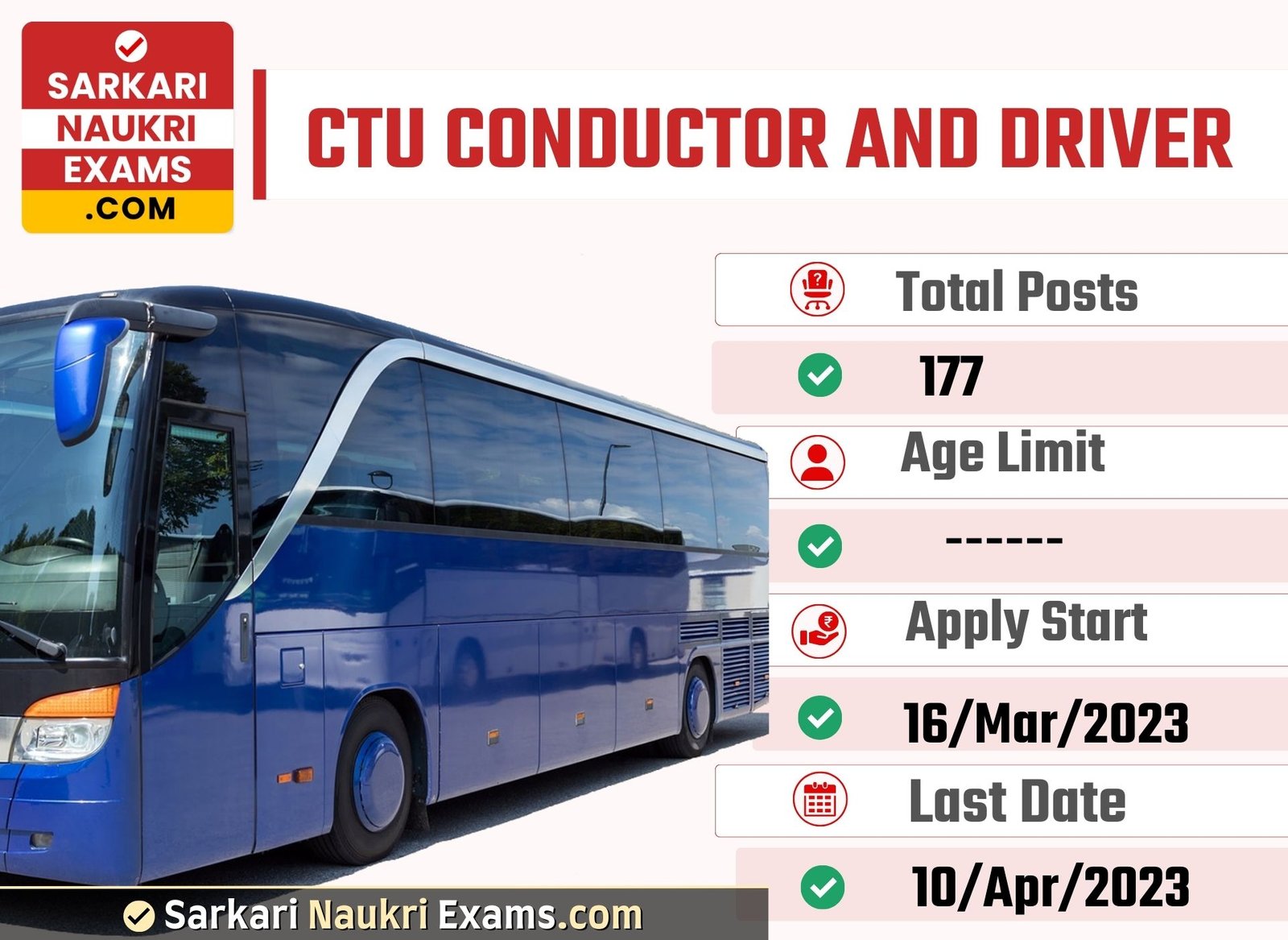 CTU Conductor and Driver Recruitment Form 2023 | Last Date 10 April 