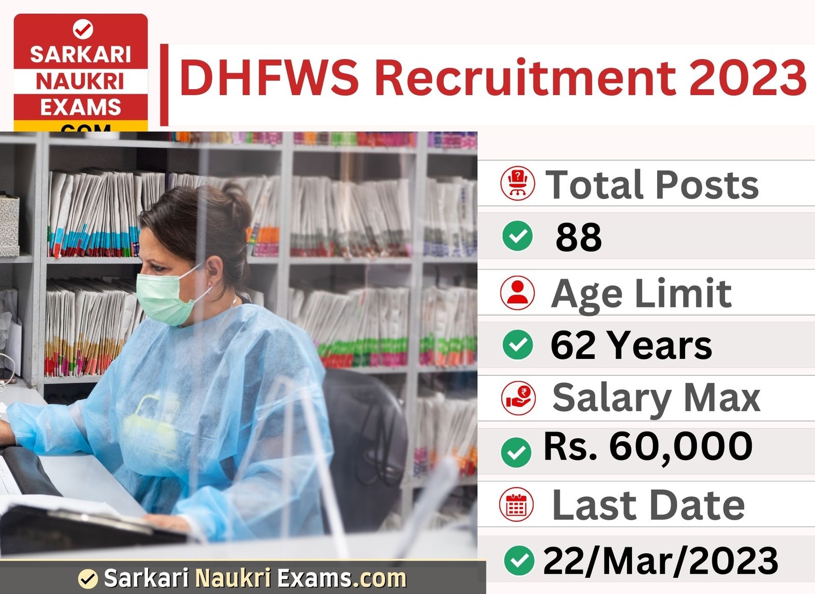 DHFWS Medical Officer Recruitment 2023 | 88 Post Salary Upto - 60,000/-