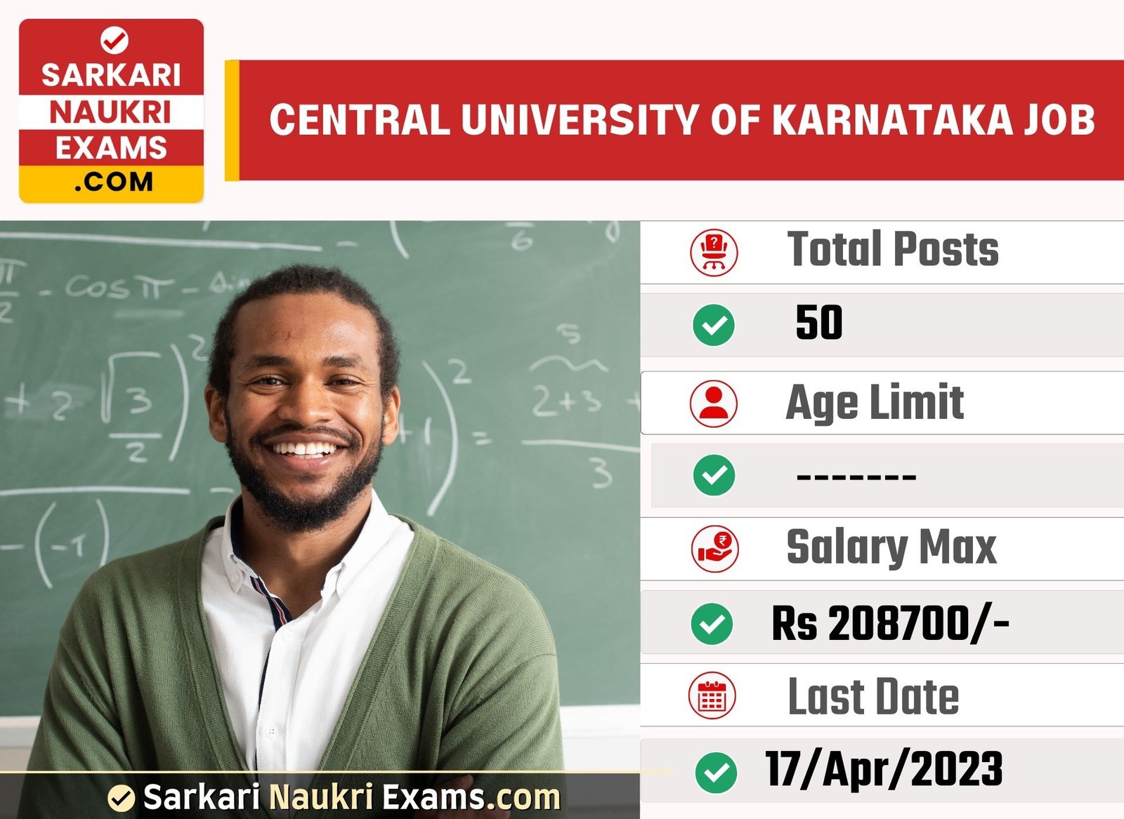 Central University of Karnataka Professor, Associate Professor Recruitment Form 2023 | Last Date 17 April