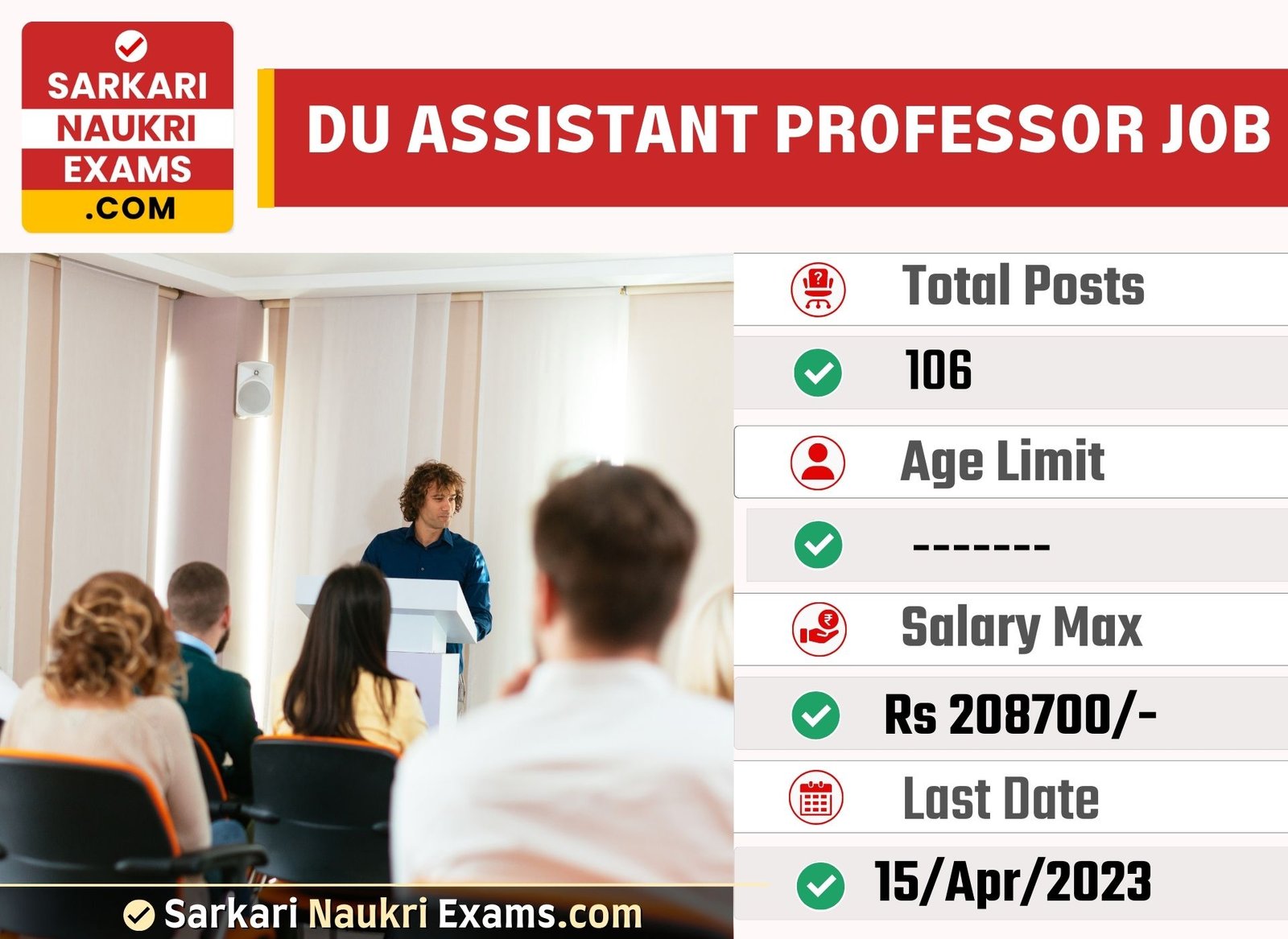 Delhi University Assistant Professor Recruitment Form 2023 | Last Date 15 April