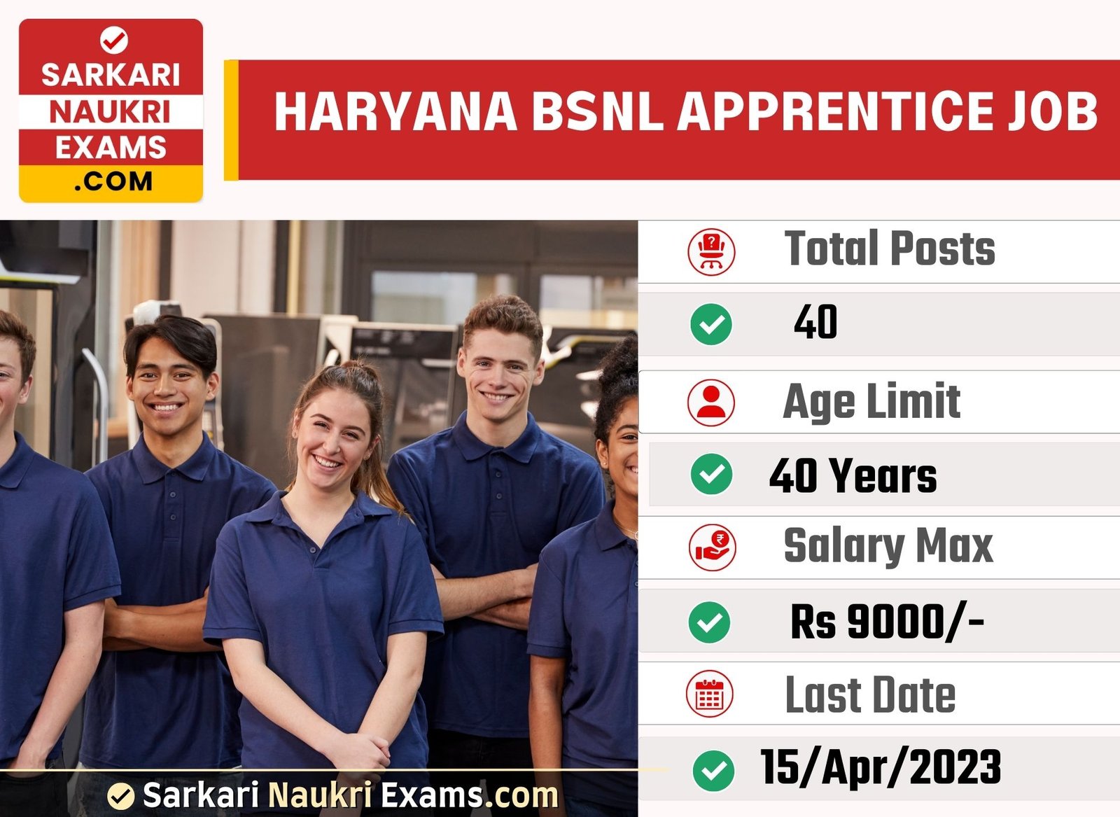 Haryana BSNL Apprentice Recruitment Form 2023 | Last Date 15 April