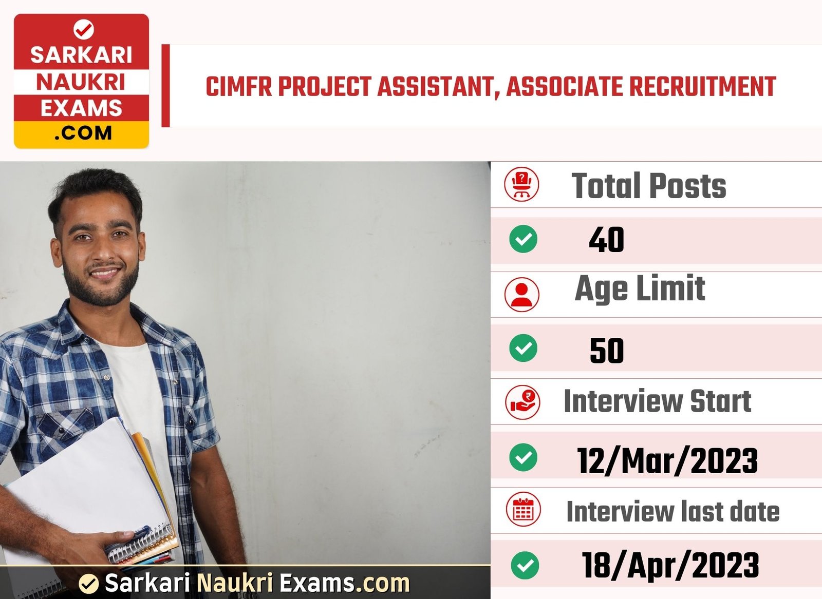 CIMFR Project Assistant, Associate Recruitment Form 2023 | Interview Based Job