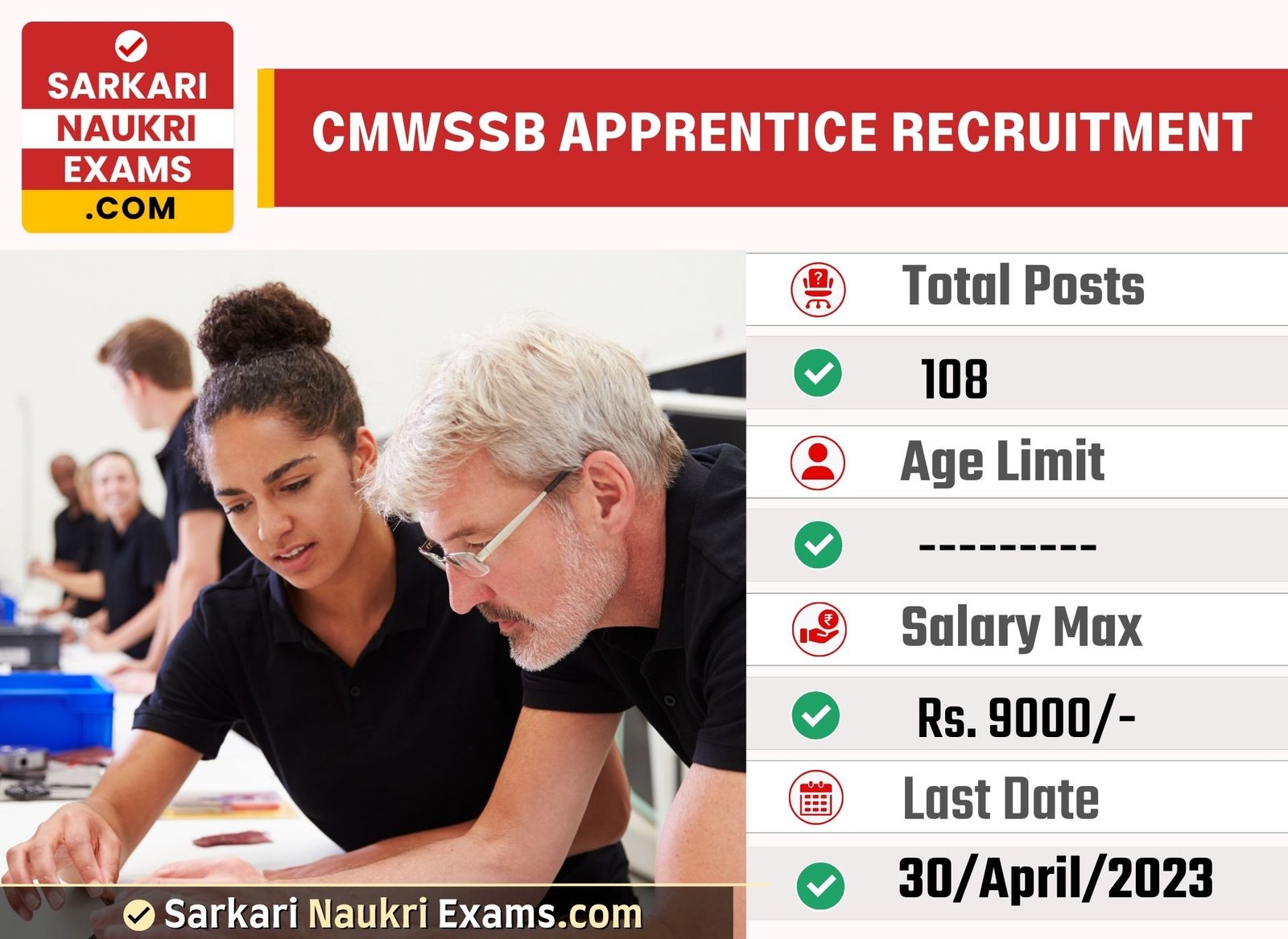 CMWSSB Apprentice Recruitment Form 2023 | Last Date 30 April