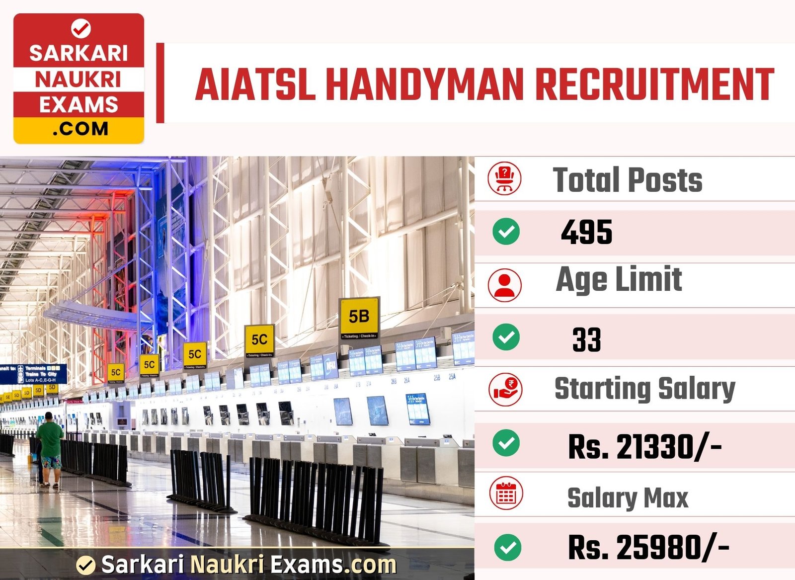AIATSL Handyman Recruitment Form 2023 | Interview Based Job