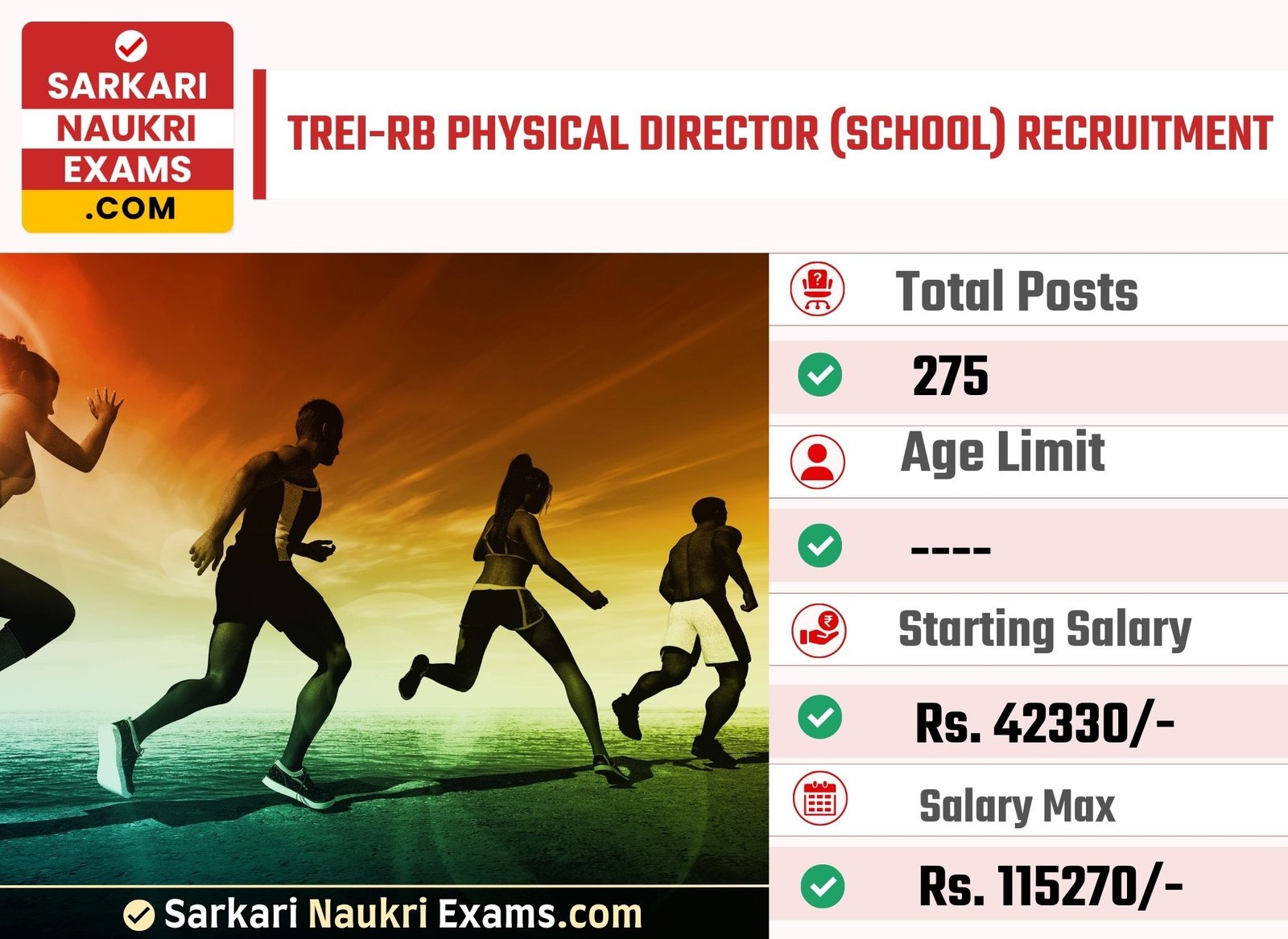 TREI-RB Physical Director (School) Recruitment Form 2023 | Last Date 24 May