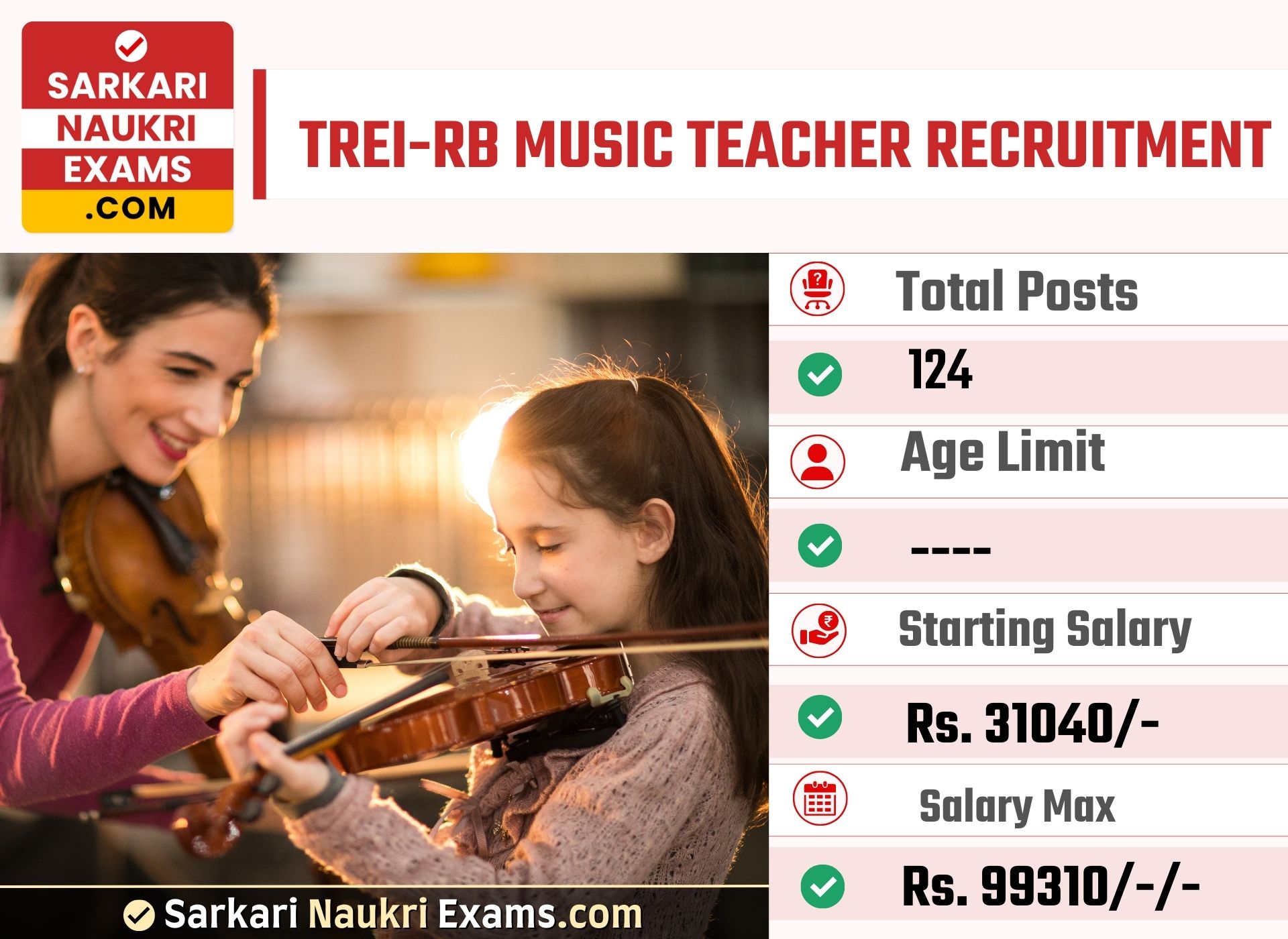 TREI-RB Music Teacher Recruitment Form 2023 | Last Date 24 May