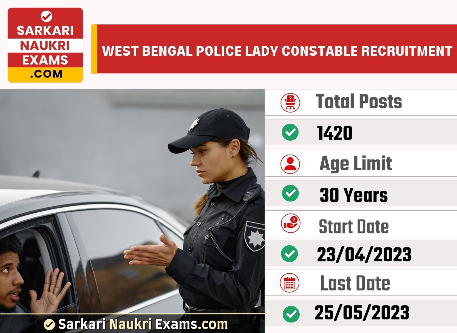 West Bengal Police Lady Constable Recruitment Form 2023 | Last Date 25 May