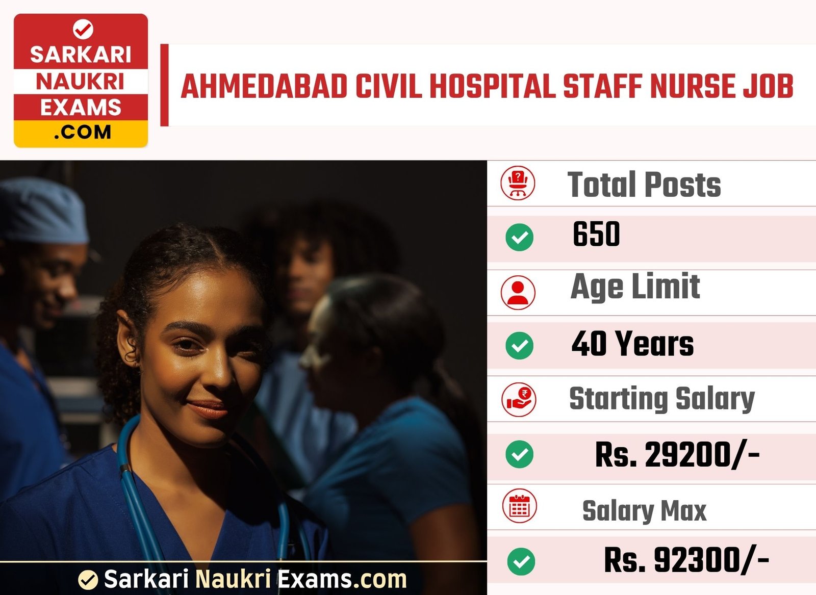 Ahmedabad Civil Hospital Staff Nurse Recruitment 2023 | Last Date 16 May