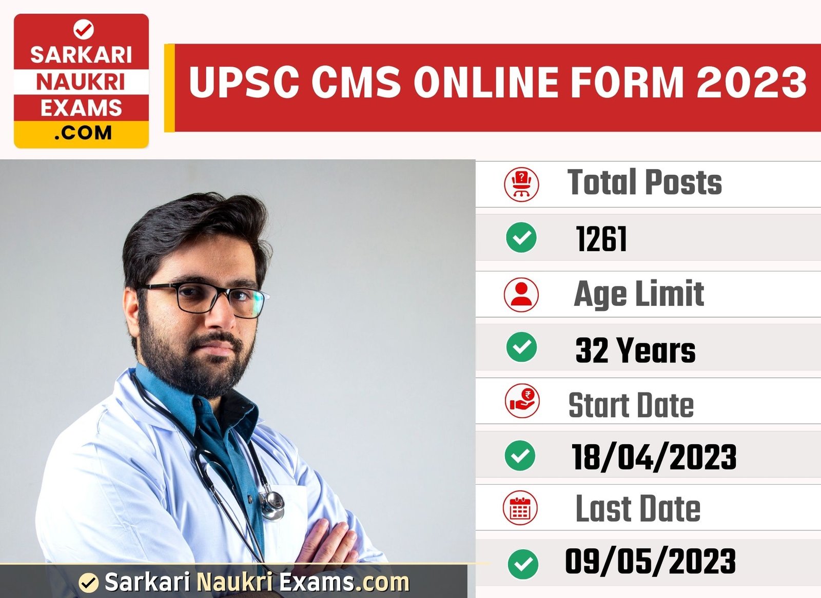 UPSC CMS Online Form 2023 | Last Date 9 May